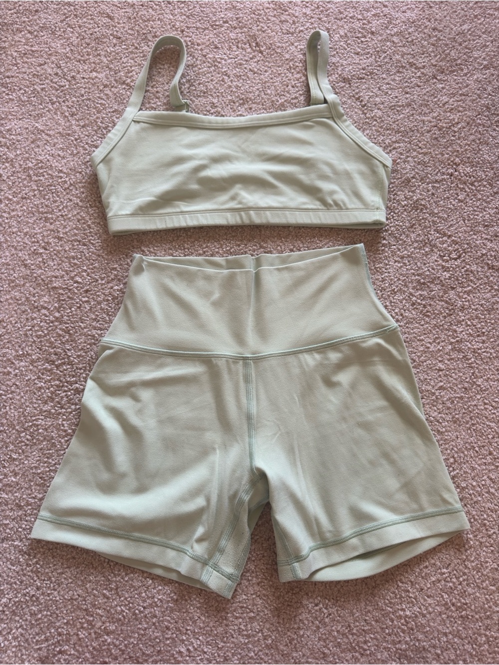 Aritzia Lime Green Seamless Active Crop Top & High-Waist Shorts